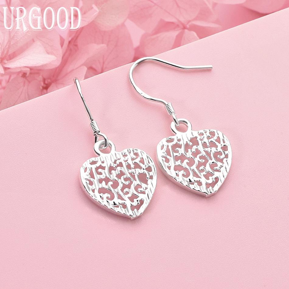 

925 Sterling Silver Wedding Jewelry Fashion Heart Earrings 2.30*1.40cm