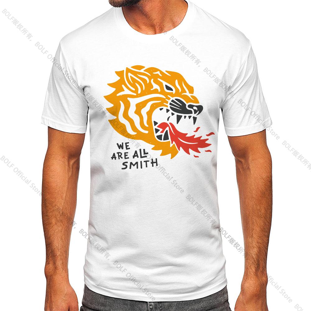 Men's We Are All Smith Tiger Vintage T-shirt Sport 100% Cotton Print Oversized Tees for Men Women Sportswear Tops