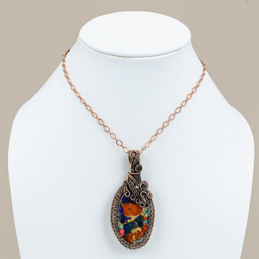 Spiny Oyster Handmade Copper Wire Wrap Jewelry Pendant 2.99" B3v91