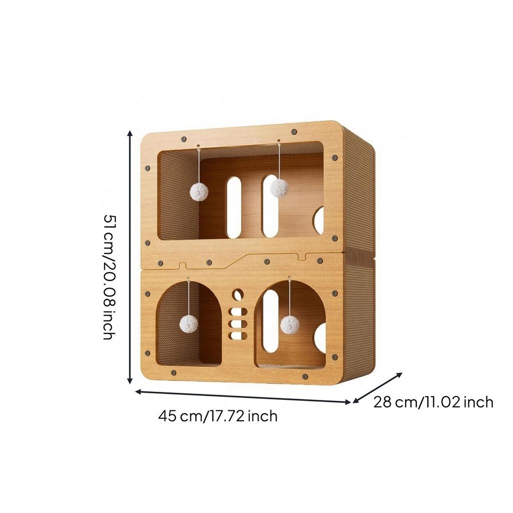 Cat House with Scratcher Two-sidedSided Cardboard Scratching Shelter Indoor