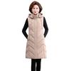 Middle-aged and Elderly Down Cotton Vest Women's Medium and Long Hooded Knee Vest Jacket