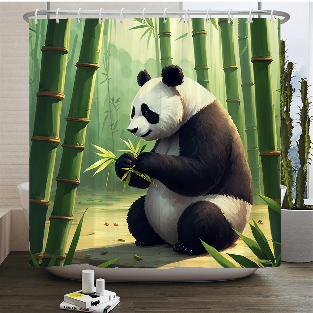 Cute Cartoon Panda Printed Fabric Waterproof Shower Curtain With Hooks For Bathtub Bathroom Screens Home Decor Wall Cloth