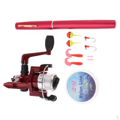 1 Set Mini Outdoors Pen Fishing Pole Pocket Fish Rod And Reel Travel For Ice Sea