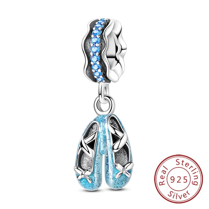 New Original Copper Charms Beads Ballet Shoes Starry Sky Firefly Pendant Fit Bracelet Necklace Diy Charms For Woman