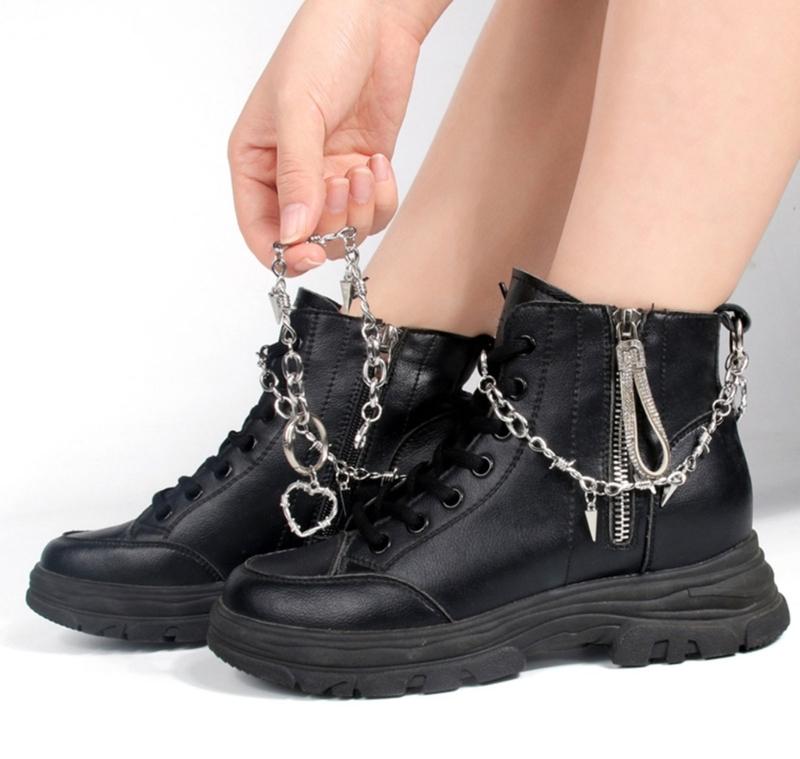 Punk Shoe Chains Detachable Metal Shoe Chain Charm Footwear Decoration Accessories For Sneakers Boot Embellishment