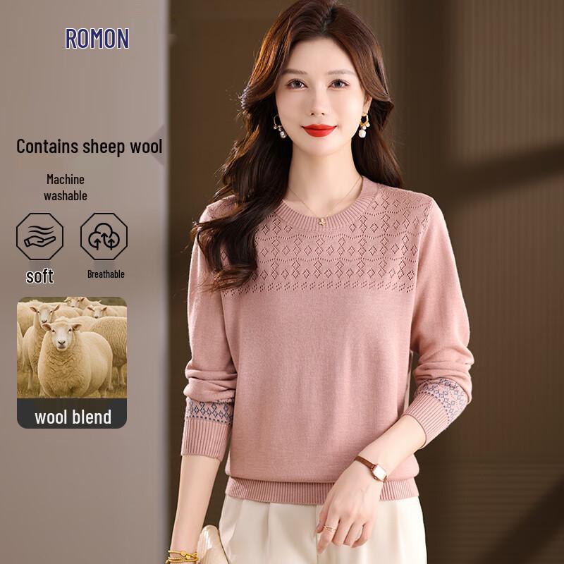 ROMON Women's Lamb Wool Blend Knit Sweater