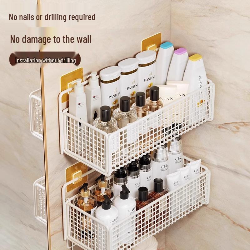 Hanging Bedside Basket Organizer for Dorms - No-Drill Bed Storage Rack