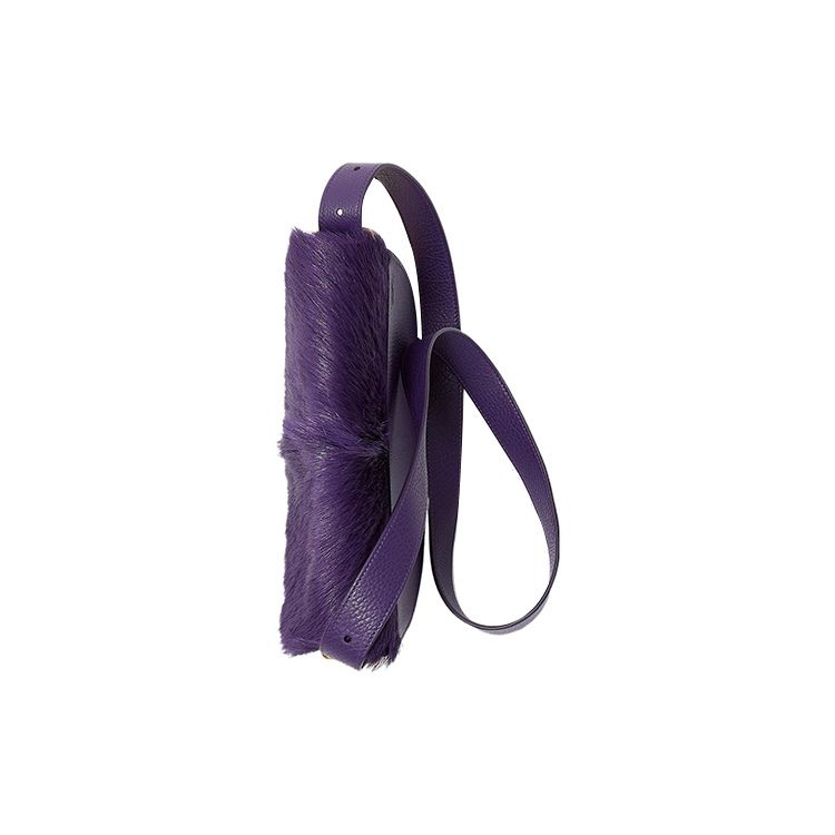 Burberry Adjustable Leather Crossbody Bag With Magnetic Closure In Calfskin And Goat Hair Women Shoulder Bag Satin-Purple 80755101