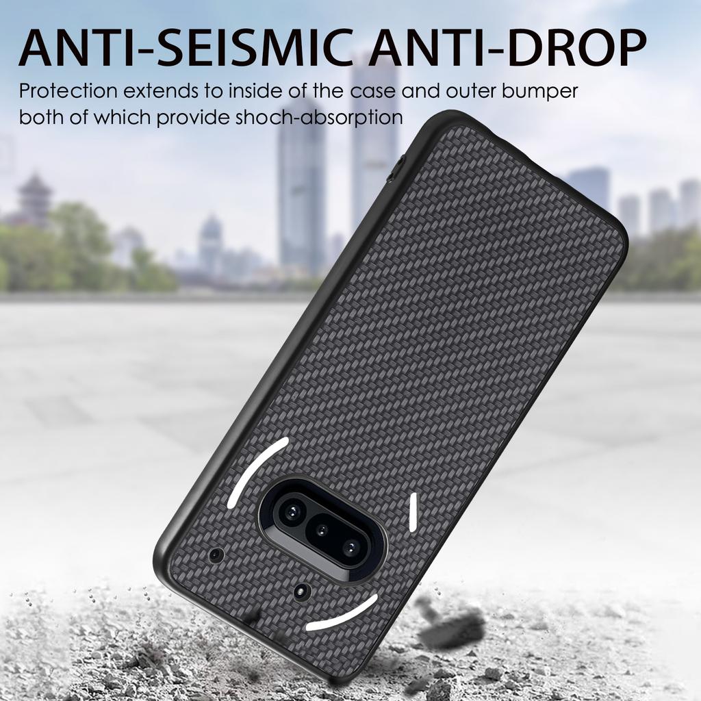 För ingenting telefon (3a) Fodral Kolfibertextur PU+PC+TPU Telefonskydd