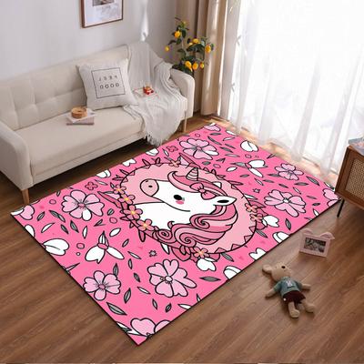 Pink Unicorn Carpet with Floral Pattern for Kids Room or Living Area Suitable for Use As an Anti-slip for Living Room Bedroom Sofas