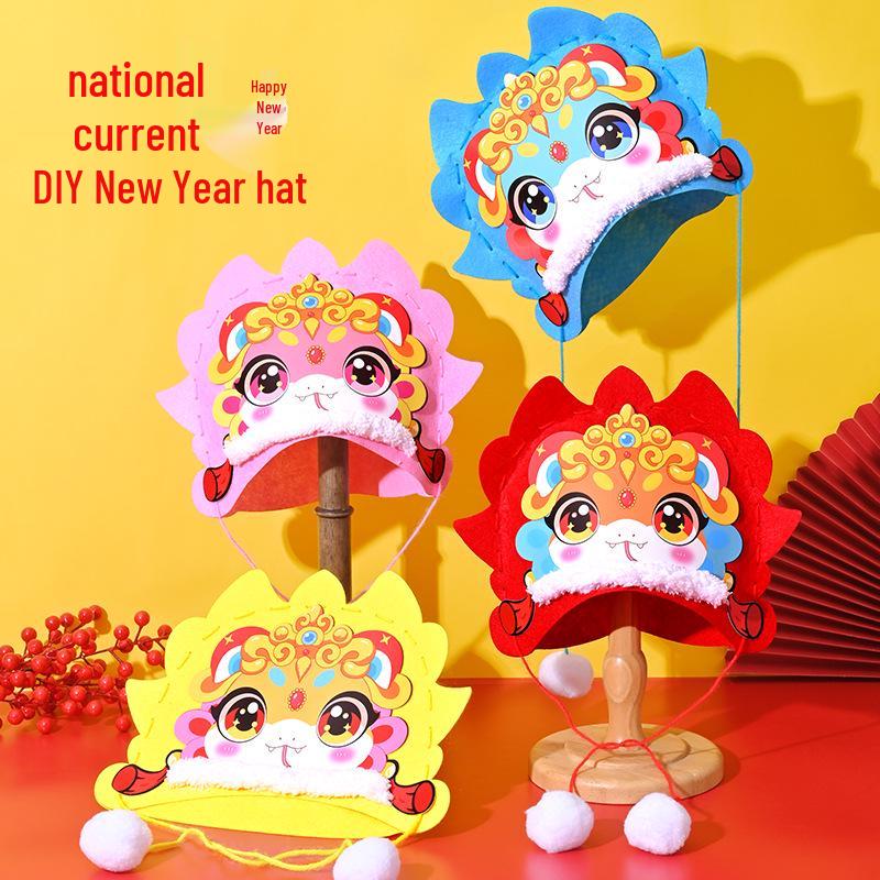 Handgemachtes DIY Jahr der Schlange Kopfschmuck Materialpaket - Vliesstoff Guochao Hut für Schulanfang