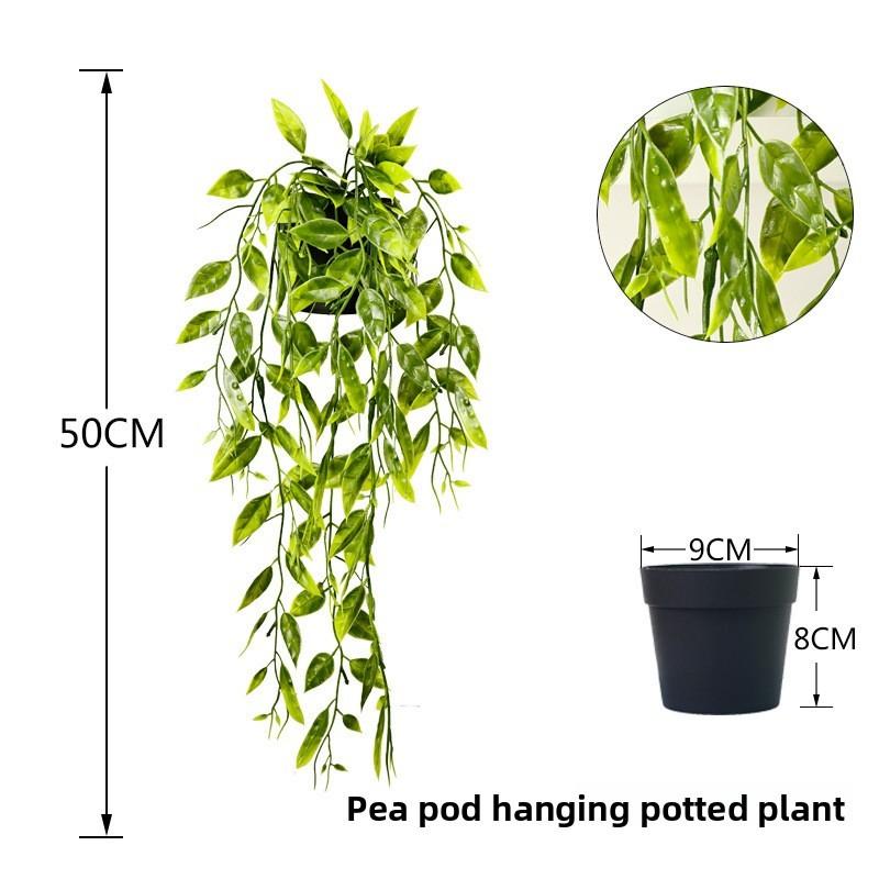 Faux Hanging Vine Plant With Green Leaves For Balcony And Party Decoration