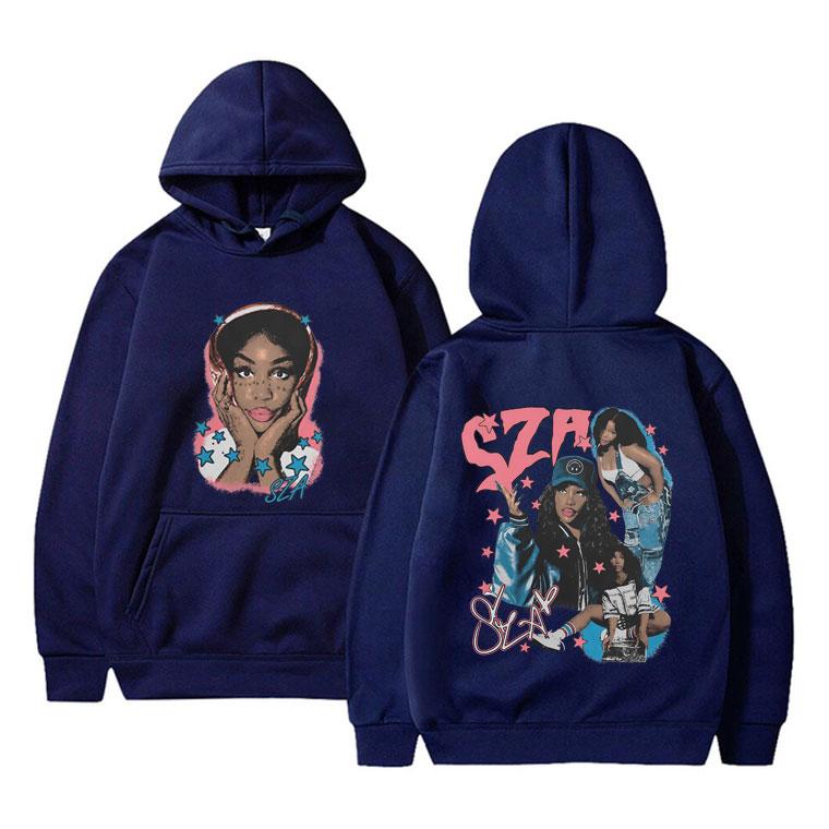 Rapper SZA Graphic Print Hoodie Men Women Hip Hop Fashion Pop Music Hooded Tracksuit Unisex Vintage Oversized Pullover Hoodies
