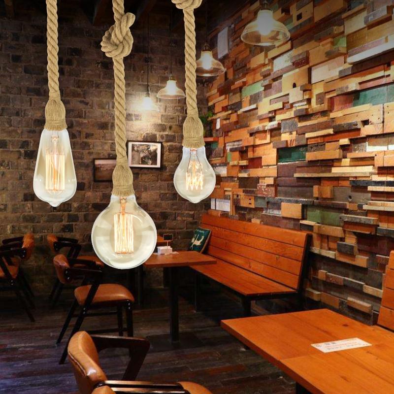 E27 Retro Pendelleuchten Hanfseil Pendelleuchte AC85-265V 110V 220V Industrielampe Vintage Dekor Hängend