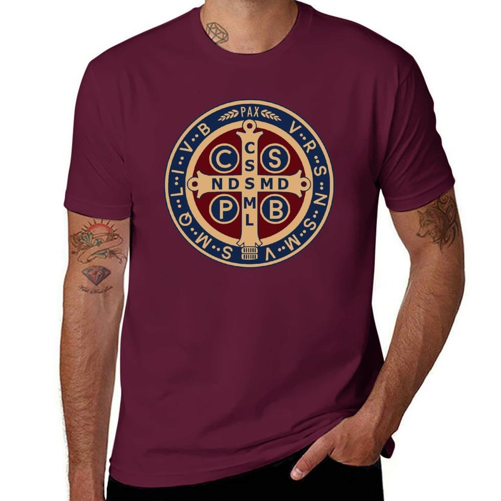 Saint Benedict Medal Tshirt Sports Fans Boys Whites Plus Size Tops Unisexs Workout Shirts