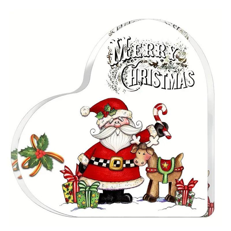 

Christmas Atmosphere Heart Acrylic Ornament Desktop Decoration Transparent Stand as the picture
