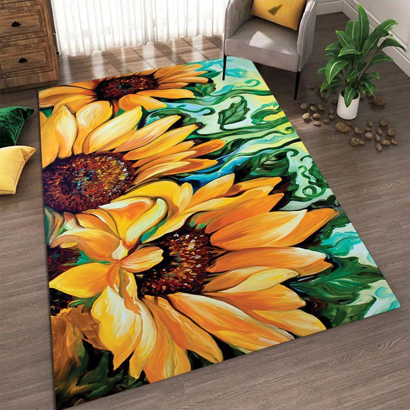 Sunflower Pattern Living Room Carpet Dirt Resistant and Easy To Maintain Foot Mat Bedroom Large-sized Floor Mat