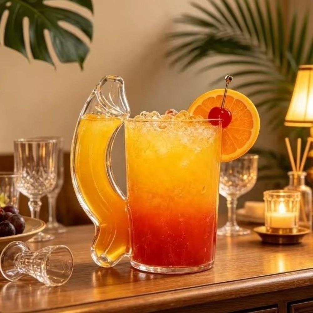 Vaso Creativo Transparente Divertido con Forma de Copa D con Asa Vidrio Grueso para Whisky Vaso Grande de Cerveza Hogar