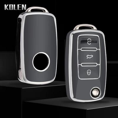 New Tpu Car Flip Key Case Cover Shell For Volkswagen Vw Polo Golf Passat Tiguan Beetle Caddy T5 Up Skoda Octavia Seat Leon Altea