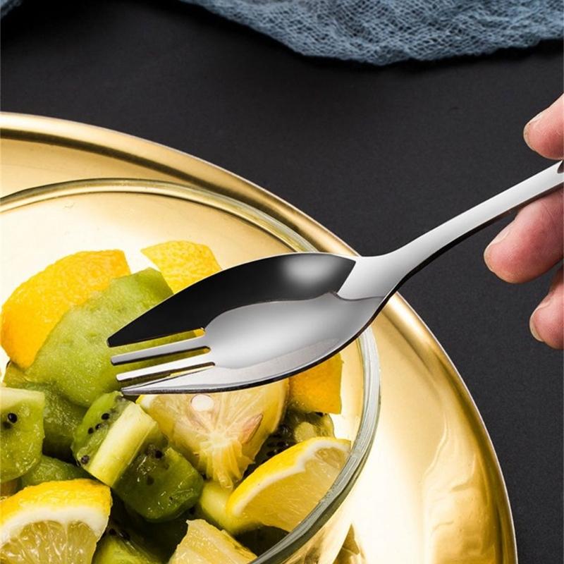 Set of 3 Portable Travel Forks High Shine Camping Spoon Fork Combo Long Handle Spoon Fork Suitable for Outdoor Dining