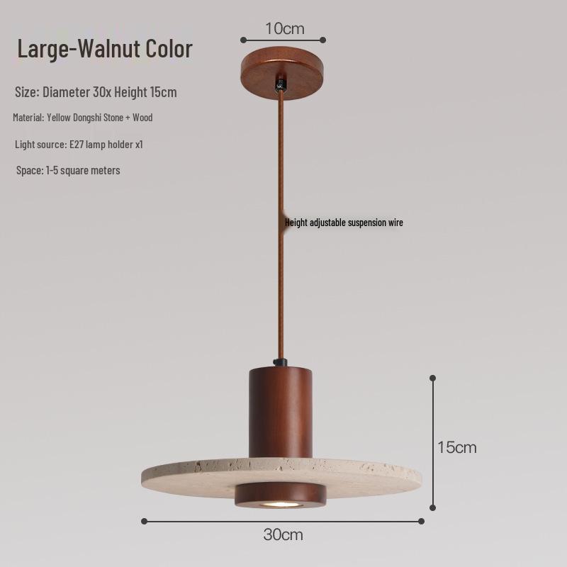 Yellow Travertine Pendant Light - Retro Cream Wabi-sabi Style for B&B, Restaurant, Bedroom, or Bedside.