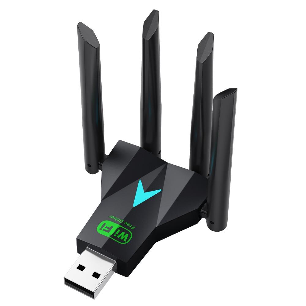 

4-Antenna Design 1300Mbps WiFi Dongle USB3.0 Interface Wireless Network Card Office Use чорний