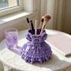 Boîte de rangement pour pinceaux de maquillage Forme de robe de princesse Porte-stylo imprimé 3D Organisateur de grande capacité pour la maison et le bureau