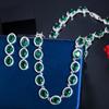 Elegant Round Zircon Necklace Earrings Two-Piece Set, Bridal Wedding Accessories