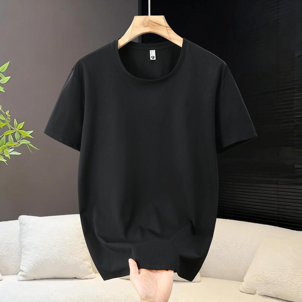 T-shirt da uomo tinta unita con scollo rotondo – Taglia forte, manica corta, vestibilità ampia, basica (5XL-13XL)