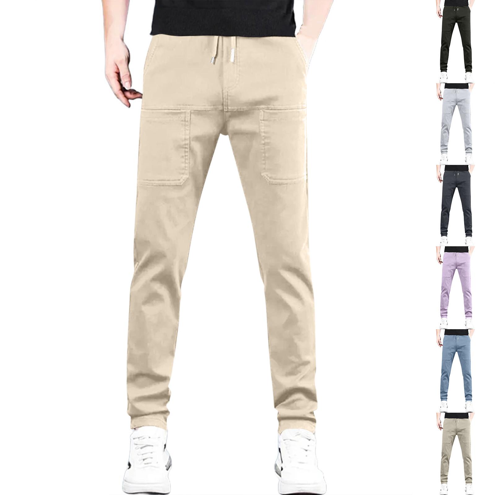 

Men s Stretch Quick-drying Sports Pants Drawstring Waist Casual Pants Four Pockets Hiking Pants XXL білий