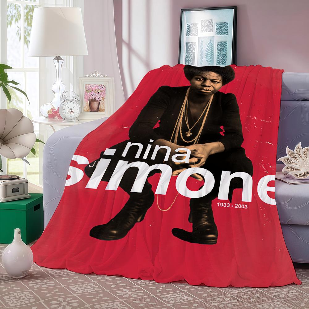 Плед Нина Симон Певица Теплый и Мягкий Подходит для Спальни Гостиной Дивана-кровати Офиса Путешествий Кемпинга 30x40in