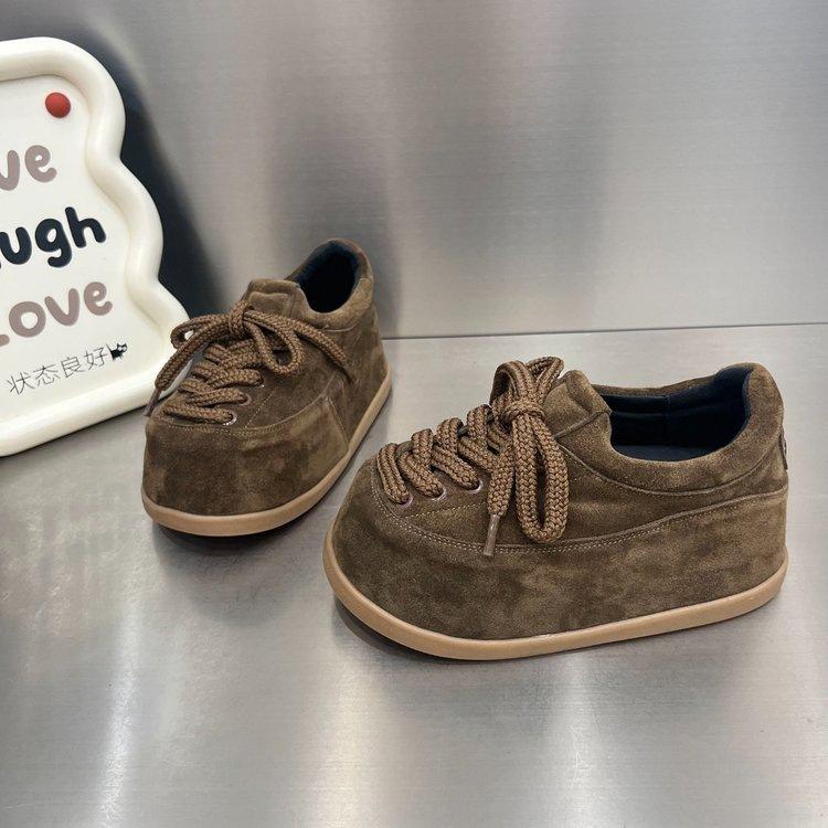 Autumn New Thick-soled Inner Height Increase Trend Versatile Fashion Comfortable Niche Matte Leather Small Popular Casual Shoes