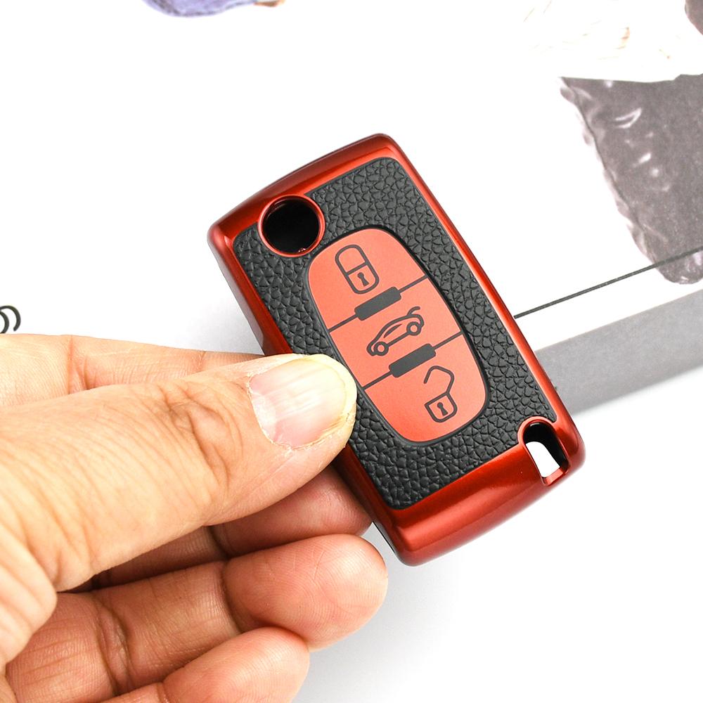 Auto Shell Holder For Peugeot 308 406 107 206 207 307 For Citroen C2 C3 C4 C5 C6 C8 Xsara Picasso Tpu Leather Car Key Case Cover