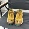 New leather horsehair leopard print niche retro dad shoes women's platform casual sports jogging shoes street trendy shoes