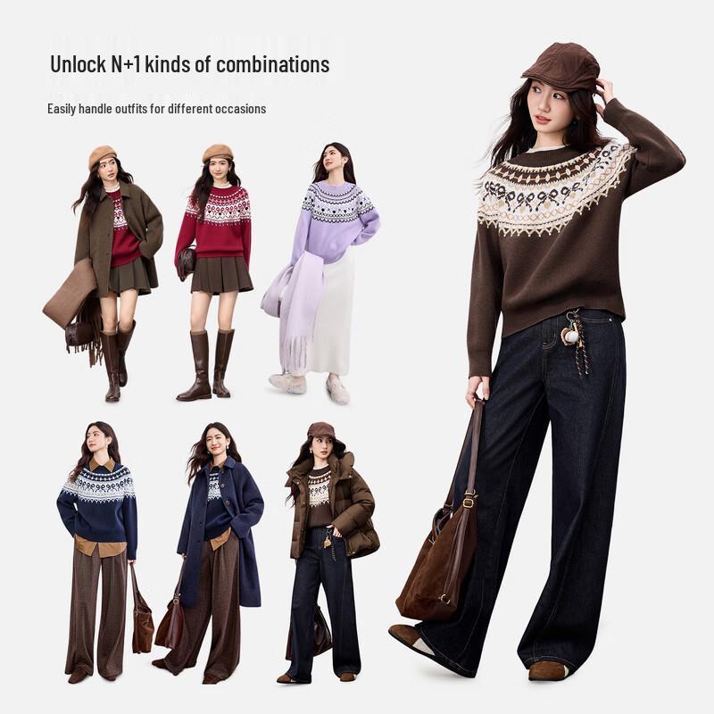 Women's Retro Fair Isle Jacquard Knit Sweater