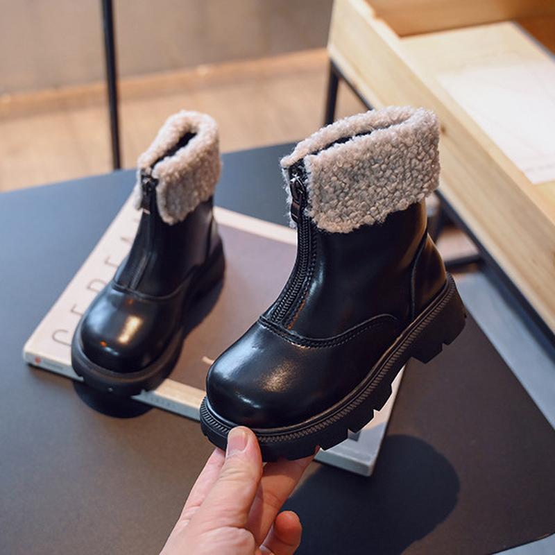 

Детские модные ботинки Осень Зима Утепленные Утолщенные Мальчики Девочки Хлопковая обувь Мягкая Нескользящая Детские ботинки 26 чёрный