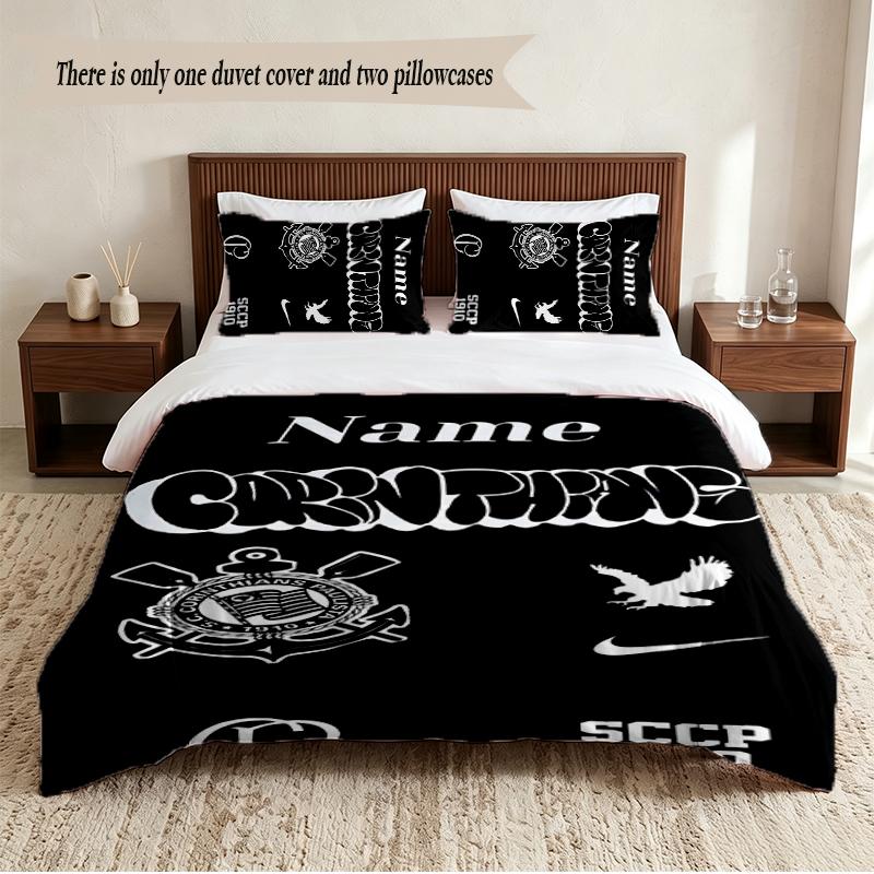 Sport Club Corinthians Paulista Personalized Custom Name 3‑Piece Bedding Set Soft Duvet Cover Set For Bedroom Home Decor