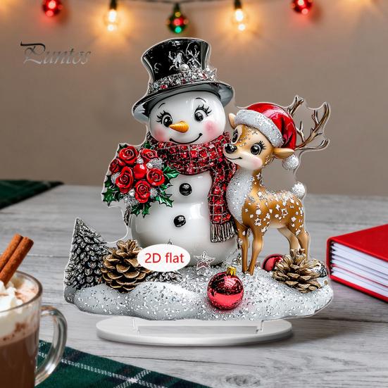 Christmas Party Supplies 2D Acrylic Angel Figurine with Warm LED Lights, Glowing Holiday Tabletop Decorative Signs Decor for Home Living Room