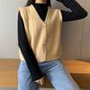 Women's Korean Style Loose Sleeveless Knitted Sweater Cardigan Vest Preppy Style Knitwear Cardigan Outerwear
