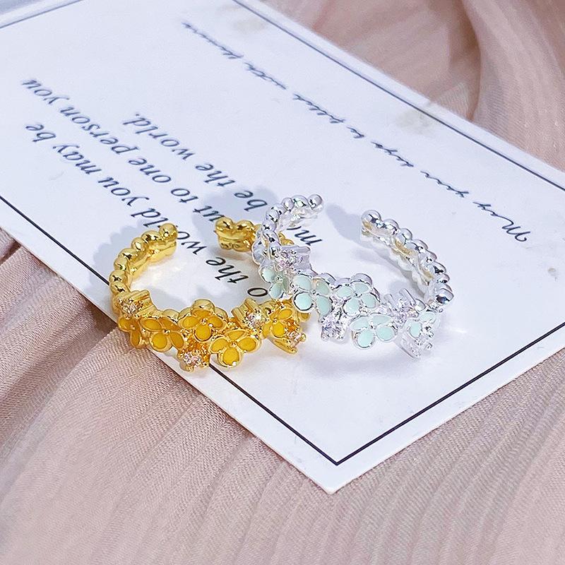 Small Fresh And Cool In Summer, Mint Green Enamel Oil Dripping Opening Ring, Niche Light Luxury High-End Ring