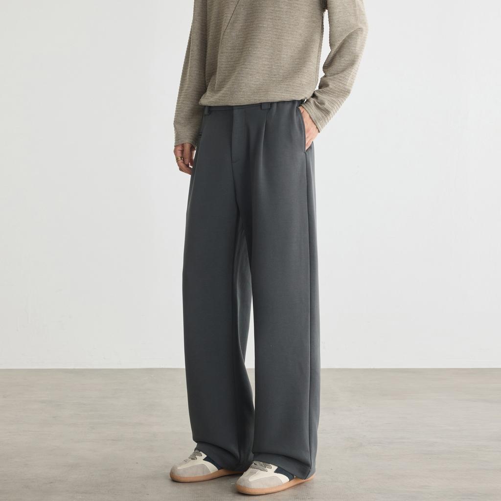 Old Money Wind Double Pleated Wide Leg Pants Men's Autumn and Winter Anti-Wrinkle Non-ironing Loose Straight Commuter Casual Pants