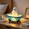 Halloween Ghost Bathtub Night Light Bubble Bath Lamp, Cute Decor, Decorative Retro Style Desktop Lamp & Puppy for Indoor Bedroom Living Room