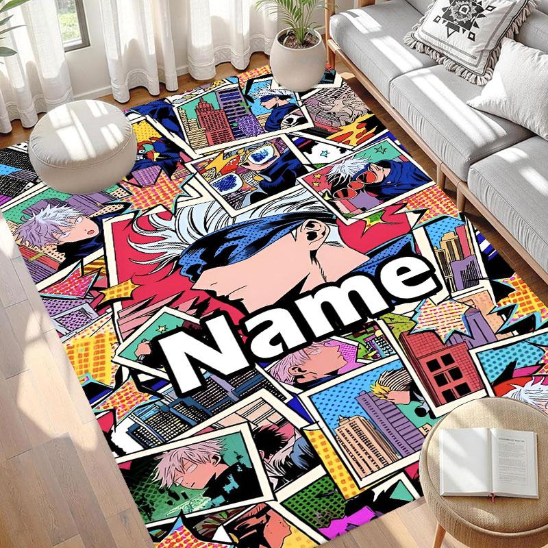 Custom Name Personalized Jujutsu Kaisen Print Carpet, Versatile Home Decor Rug, for Playroom, Apartment, Balcony, Entryway, Hallway Gift