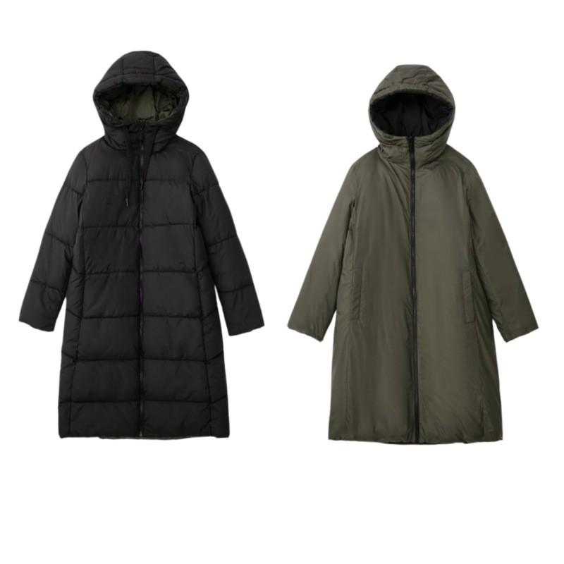 PBZA Womens Reversible Hooded Long Thick Cotton Coat Winter Casual Warm Jacket