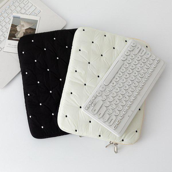 

Black Cotton Tablet Bag with Embroidered Dots - New Notebook Inner Case Other