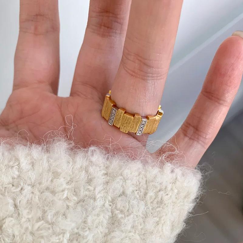 Elegante Franse Retro Gouden Staaf Ring - Chic & Veelzijdig