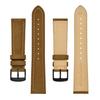 BISONSTRAP Replacement Watch Band, Genuine Suede Leather with Black Buckle and Spring Bars, 18mm, Camel, for Men and Women