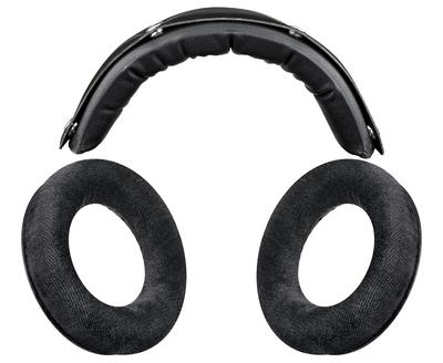 SOULWIT Headset Replacement Kit for Beyerdynamic DT PRO Velour Earpads Protein Leather Headband Set Compatible Ear Cushions and Head Strap Black
