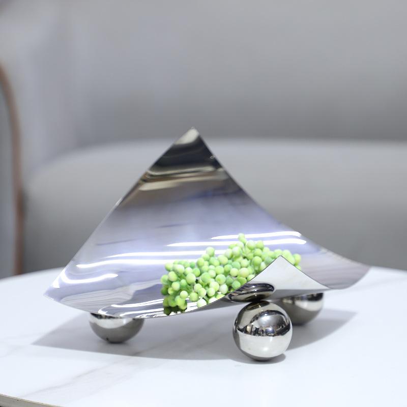 Curved Stainless Steel Tray, Metal Tray, Fruit Plate, Snacks, Cake Rack, Dessert Display Tray, Organizer, Kitchen Utensils