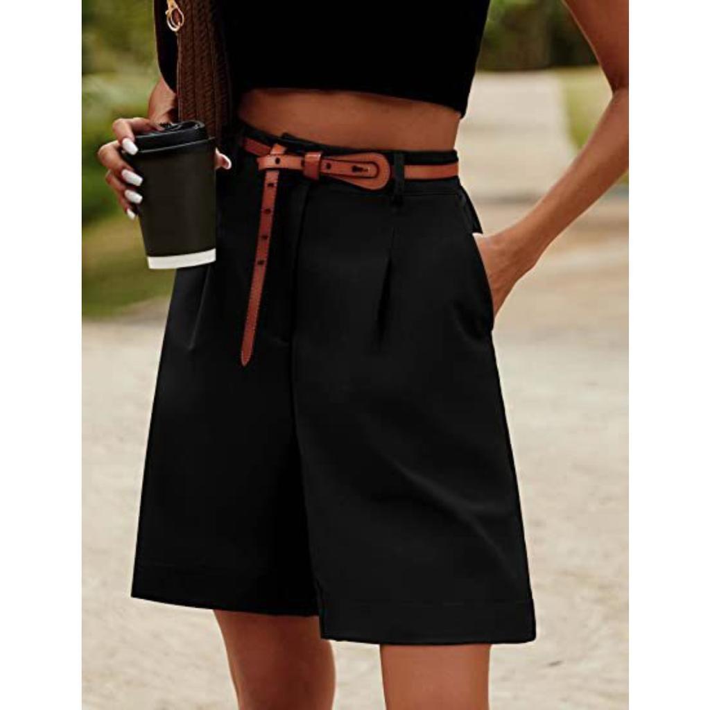Pantalones para Mujer, Verano, Corte Ajustado, Cintura Alta, Corte Holgado, Adelgazantes, Pierna Recta, Pantalones Casuales de Longitud Media, Transpirables, Pierna Ancha, Pantalones Cortos